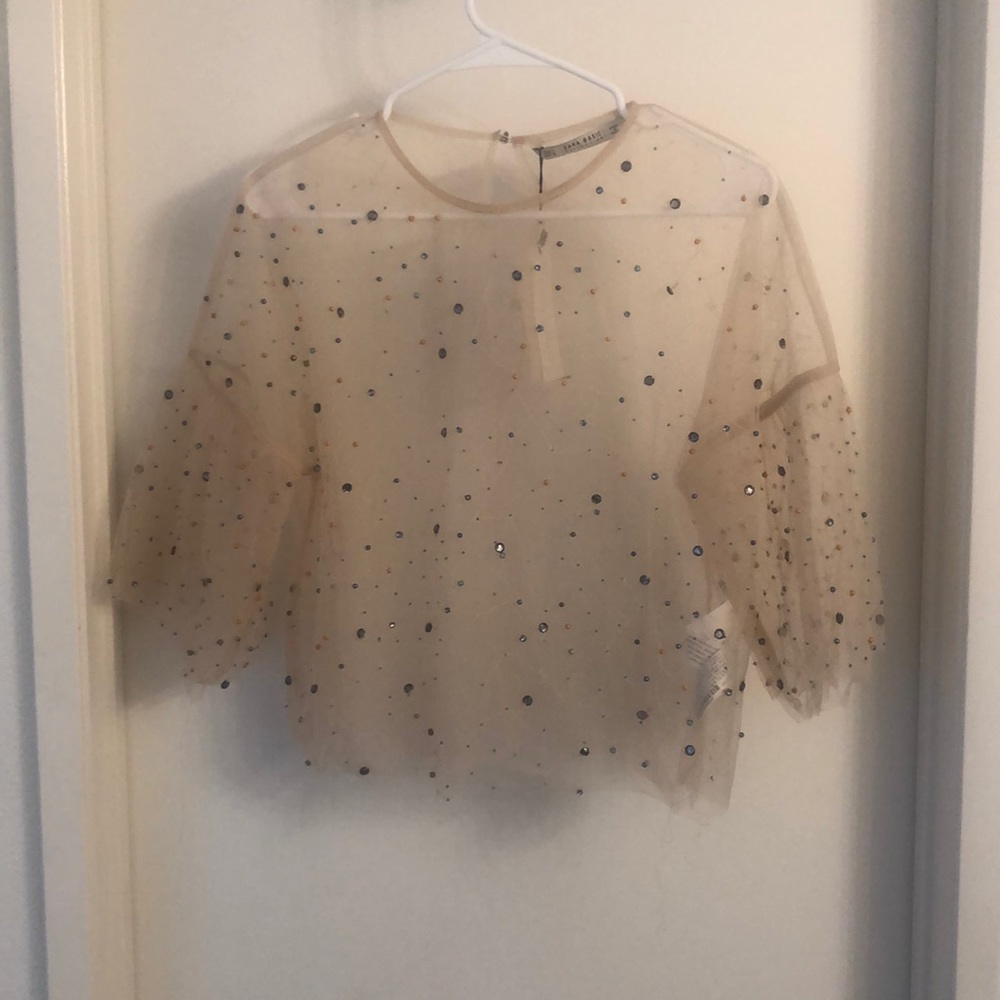 Zara brand sheer top.
